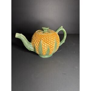 MMA Pineapple Ceramic Teapot 1993 Decorative Pottery Philippines Yellow Green
